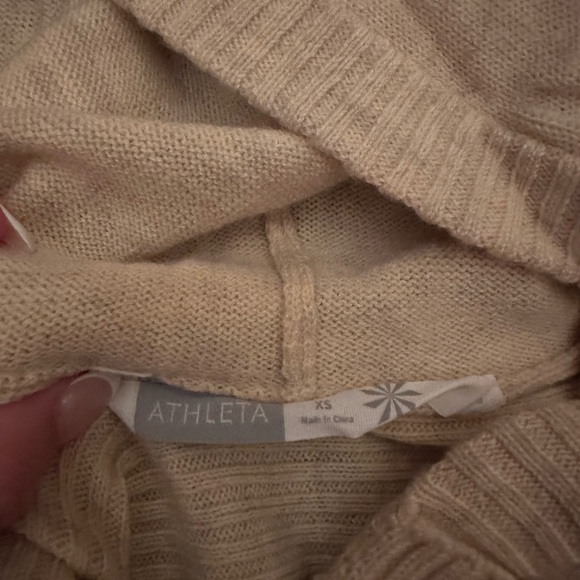 Athleta Whistler Sweater Hoodie Ribbed Coat,Cocoon Heather - Picture 2 of 4